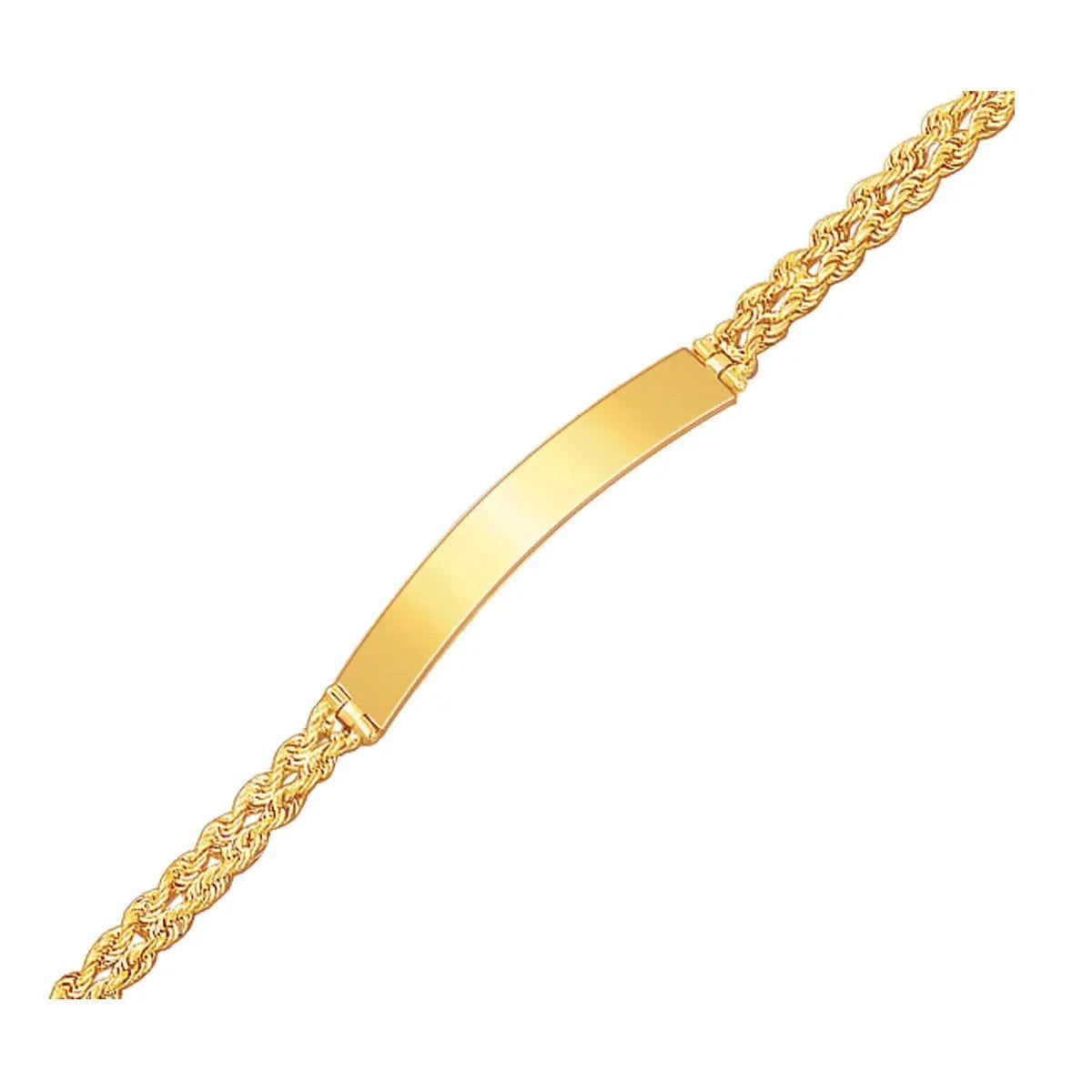 14k Yellow Gold ID Bracelet with Double Rope Chain (3.00 mm) RCJ Bracelets CELESTIA LUXE JEWELLERS