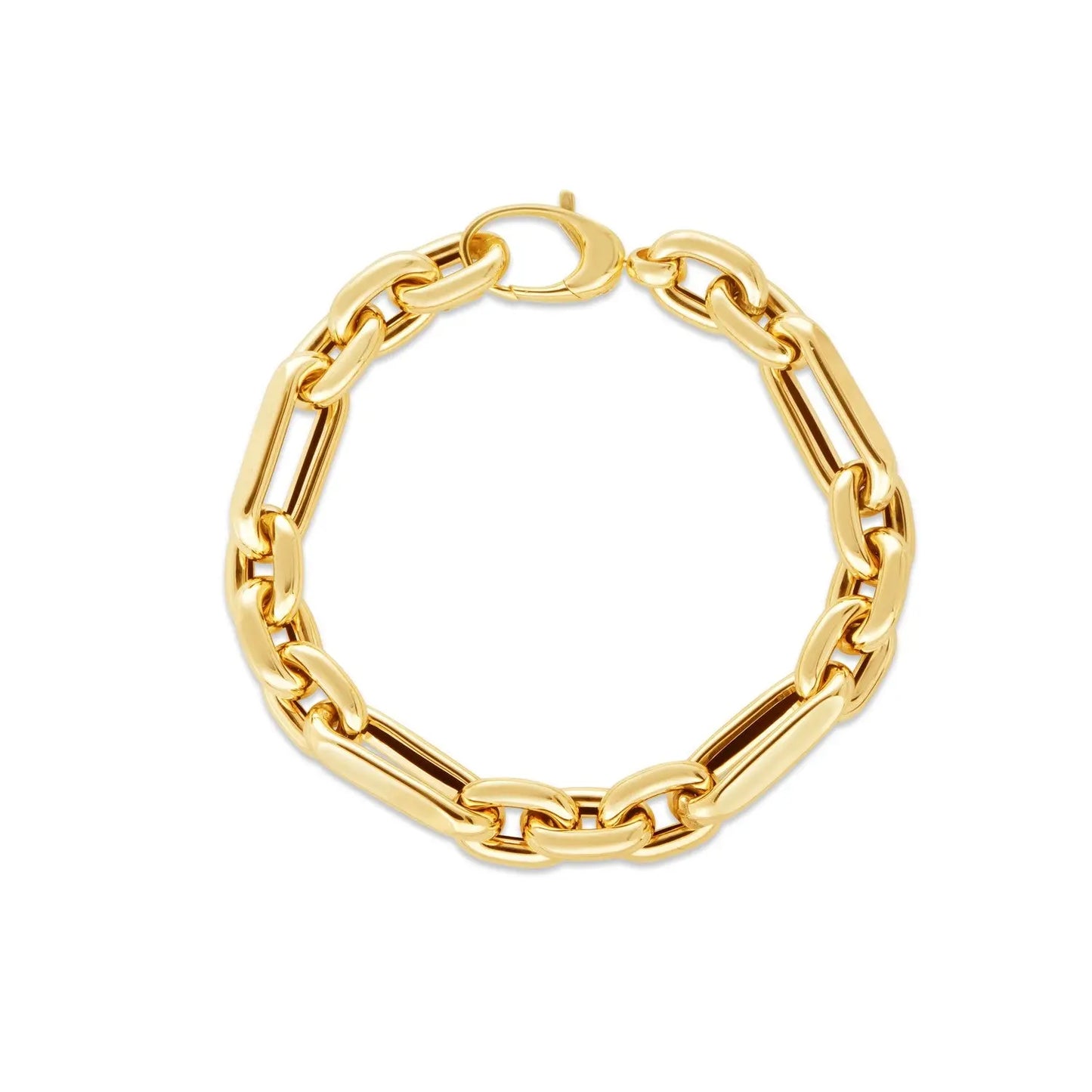 14k Yellow Gold Italian Alternating Paperclip Oval Links Bracelet (9.30 mm) RCJ Bracelets CELESTIA LUXE JEWELLERS