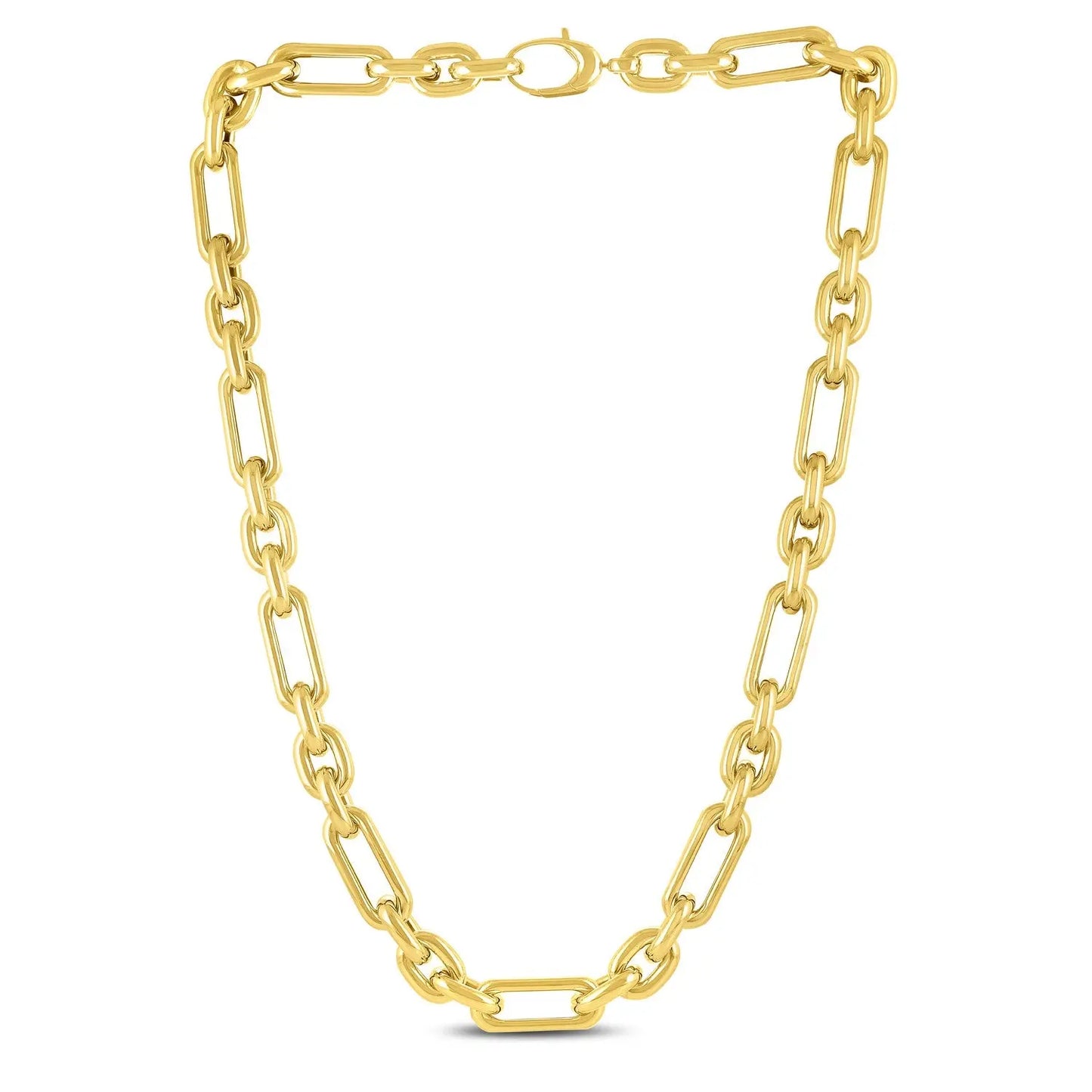 14k Yellow Gold Italian Alternating Paperclip Oval Links Chain Necklace RCJ Necklaces CELESTIA LUXE JEWELLERS