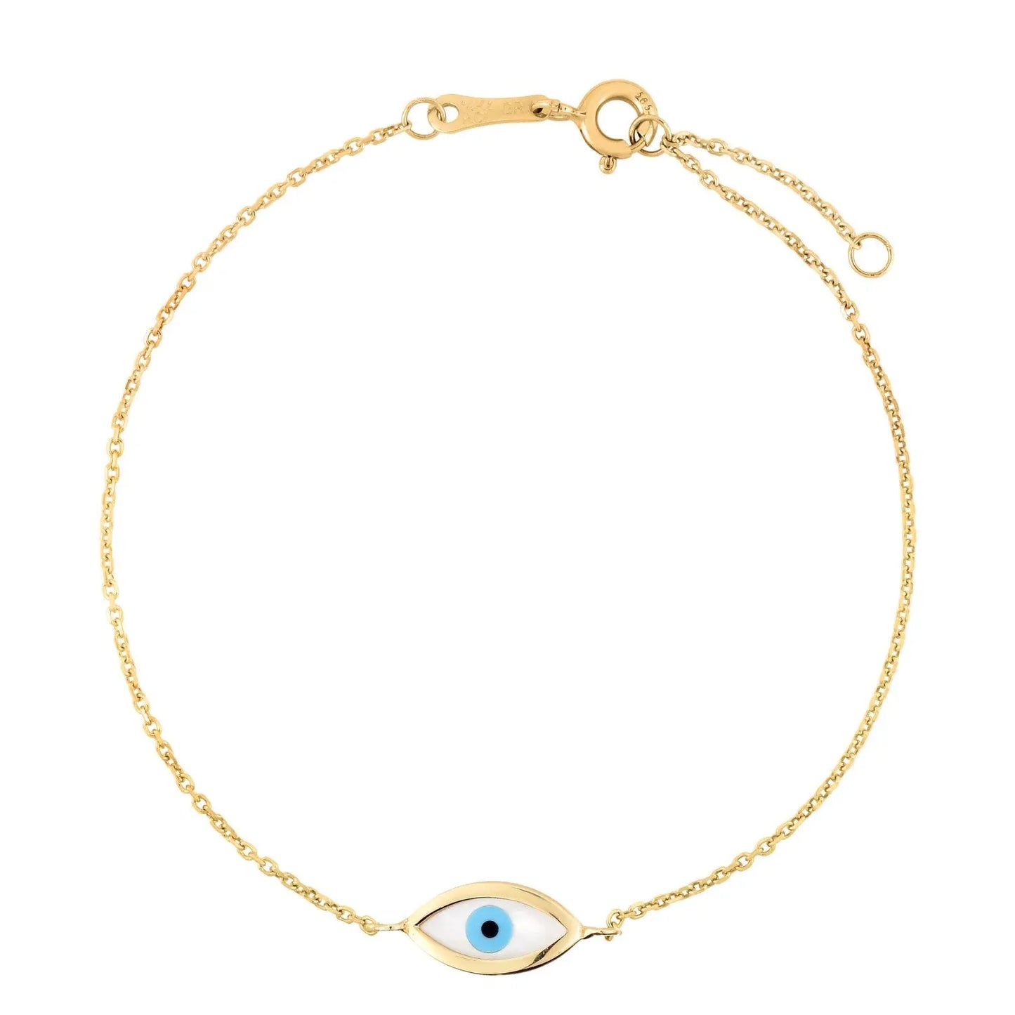 14k Yellow Gold MOP Evil Eye Bracelet (1.00 mm) RCJ Bracelets CELESTIA LUXE JEWELLERS