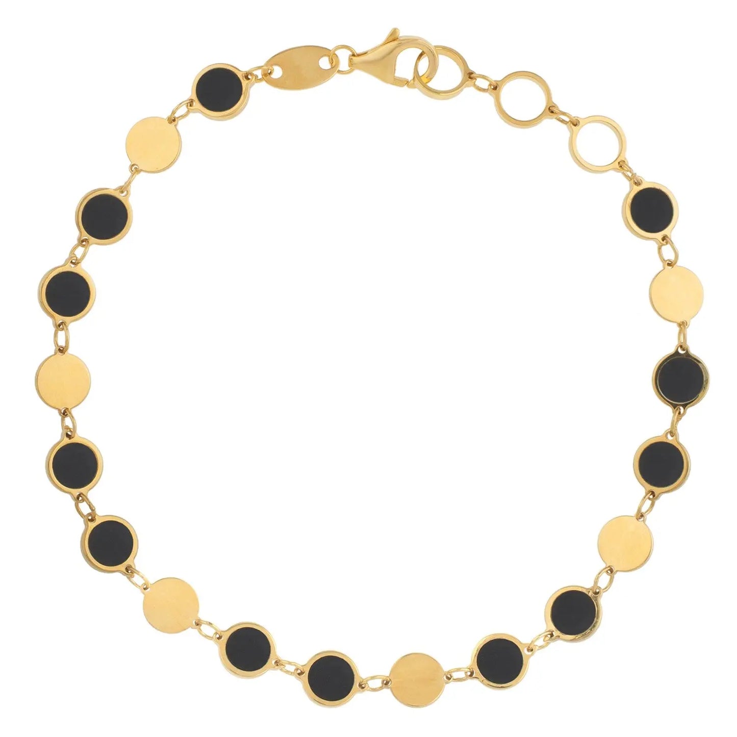 14k Yellow Gold Onyx Geometric Mirror Gem Chain Bracelet (5.00 mm) RCJ Bracelets CELESTIA LUXE JEWELLERS