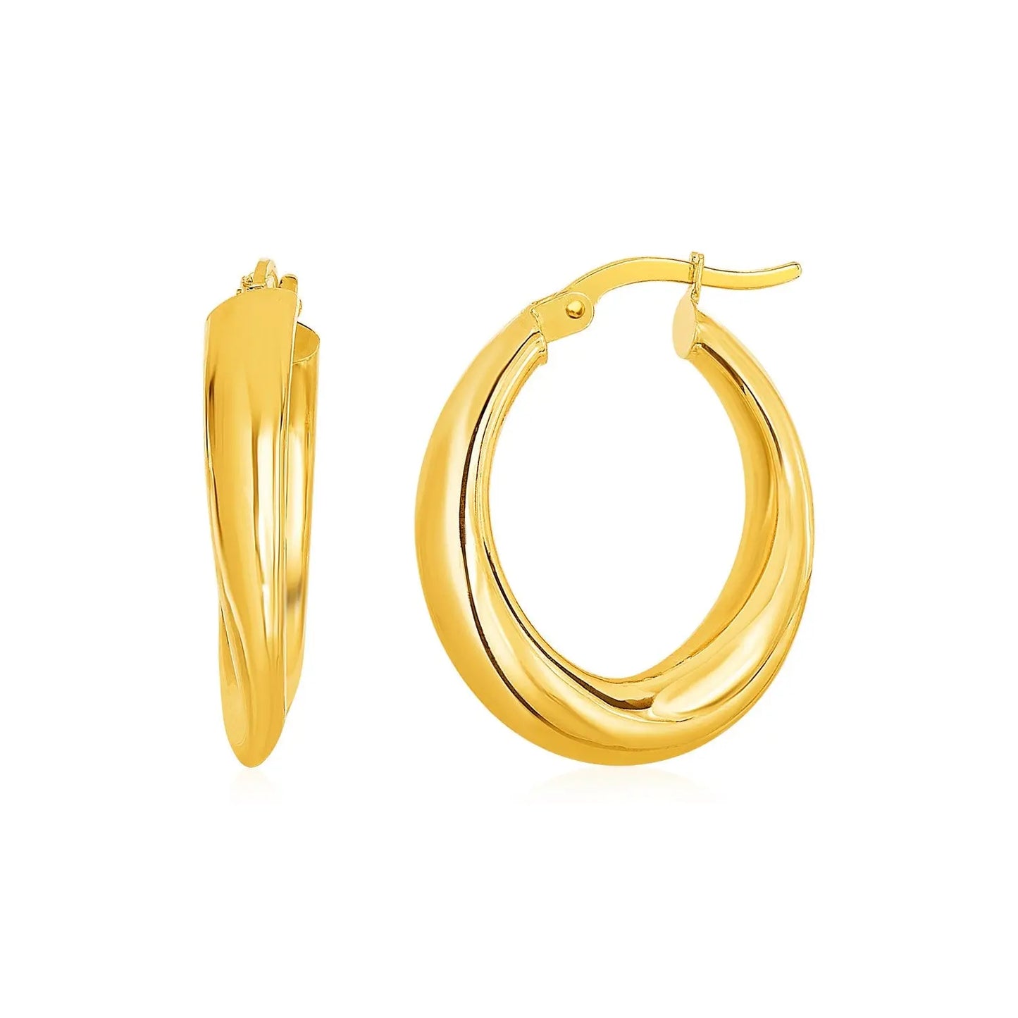 14k Yellow Gold Oval Hoop Earrings(5x20mm) RCJ Earrings CELESTIA LUXE JEWELLERS
