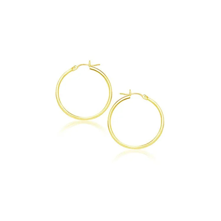 14k Yellow Gold Polished Hoop Earrings (2x20mm) RCJ Earrings CELESTIA LUXE JEWELLERS