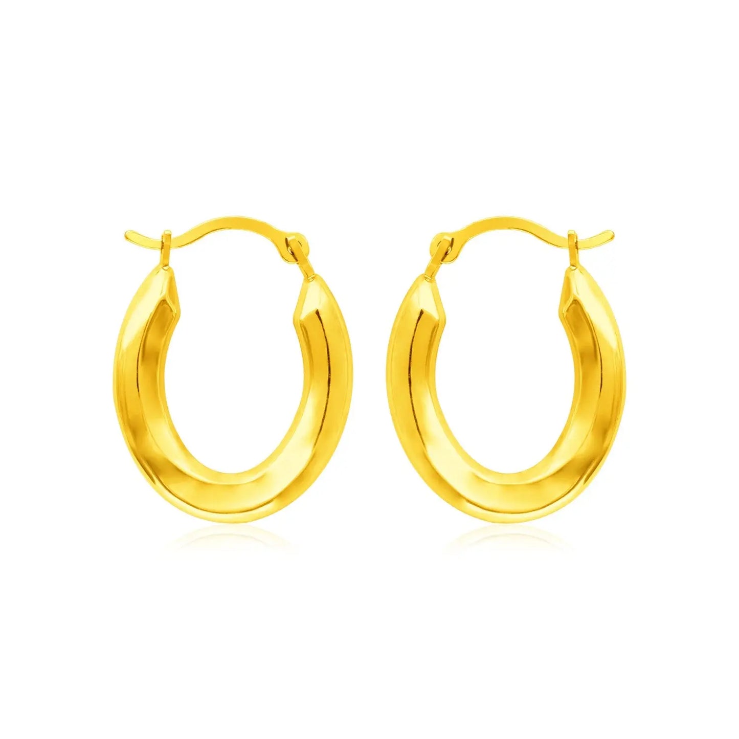 14k Yellow Gold Polished Oval Hoop Earrings RCJ Earrings CELESTIA LUXE JEWELLERS