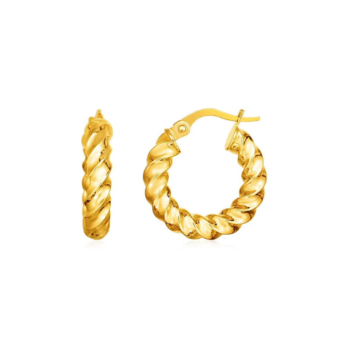 14k Yellow Gold Polished Twisted Hoop Earrings(3x11mm) RCJ Earrings CELESTIA LUXE JEWELLERS
