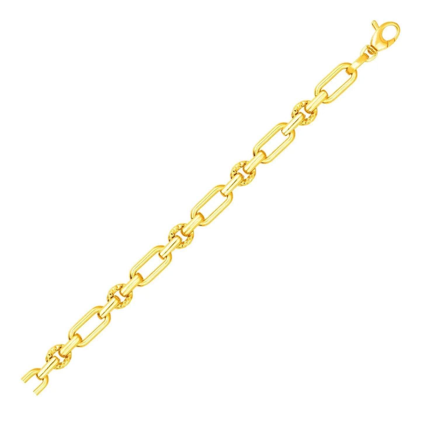 14k Yellow Gold Polished and Textured Link Bracelet (6.30 mm) RCJ Bracelets CELESTIA LUXE JEWELLERS