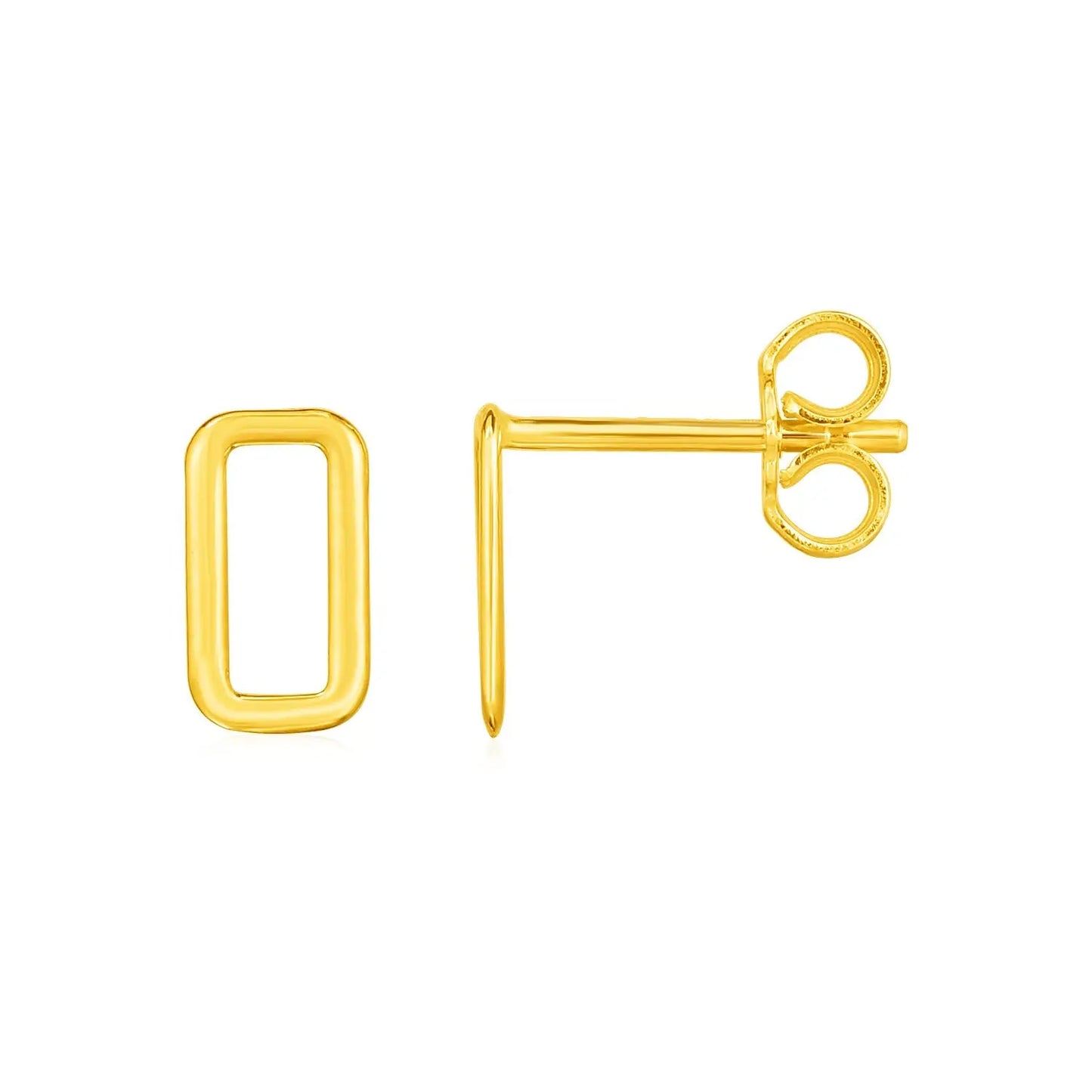 14k Yellow Gold Post Earrings with Open Rectangles RCJ Earrings CELESTIA LUXE JEWELLERS