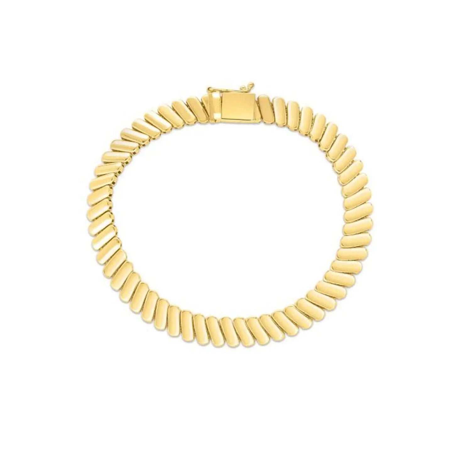 14k Yellow Gold Rib Link Bracelet (7.00 mm) RCJ Bracelets CELESTIA LUXE JEWELLERS