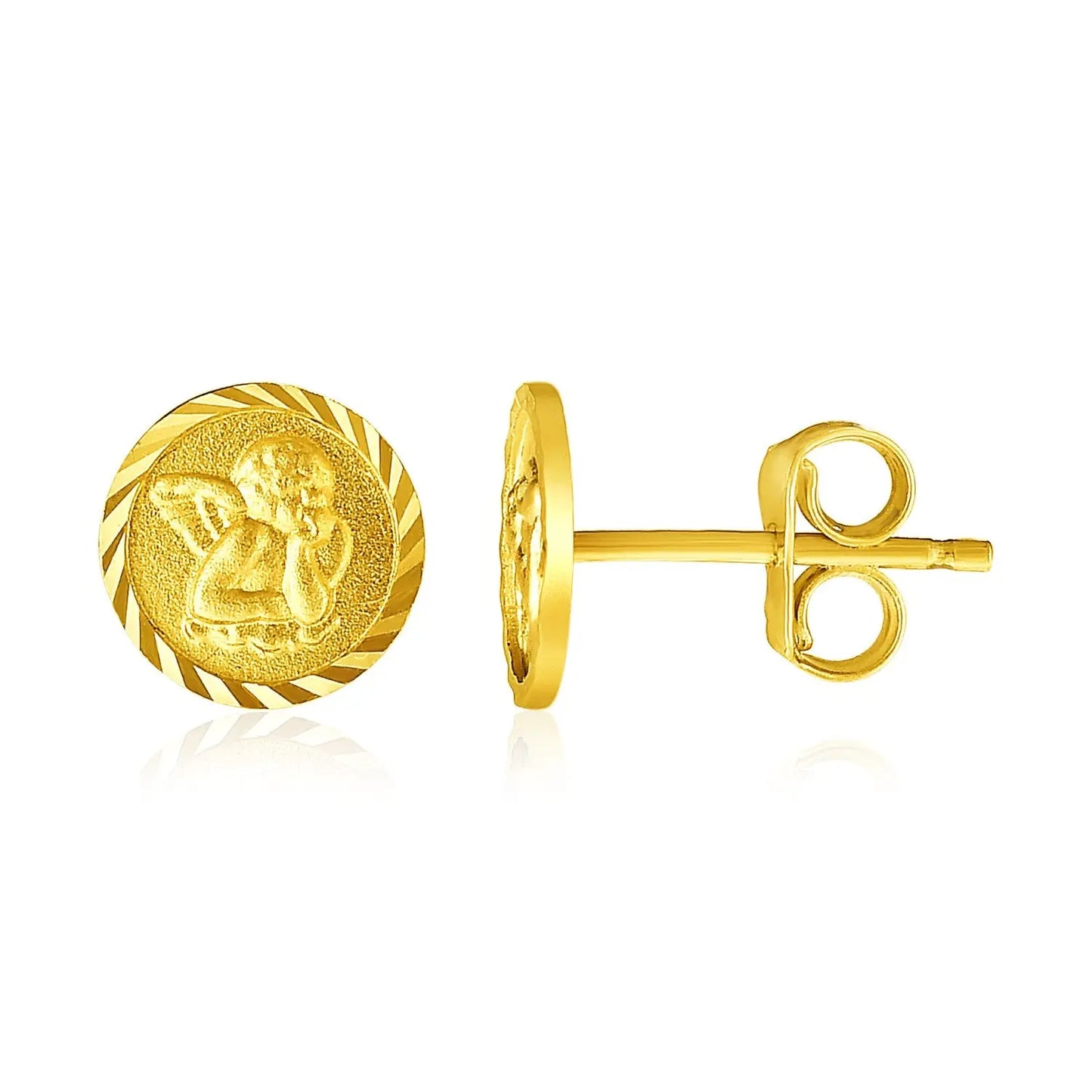 14k Yellow Gold Round Angel Post Earrings(8mm) RCJ Earrings CELESTIA LUXE JEWELLERS