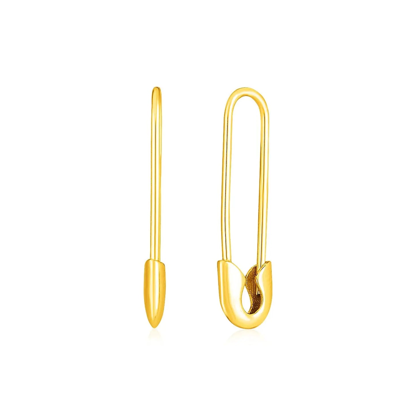 14k Yellow Gold Safety Pin Earrings RCJ Earrings CELESTIA LUXE JEWELLERS