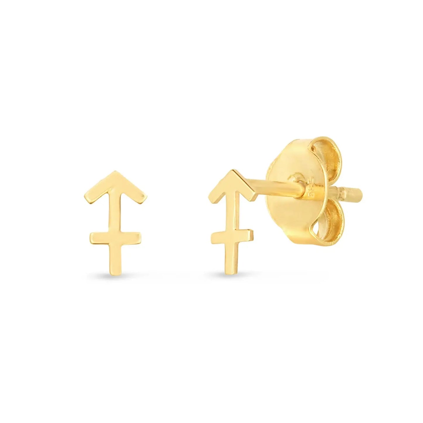14k Yellow Gold Sagittarius Stud Earrings RCJ Earrings CELESTIA LUXE JEWELLERS