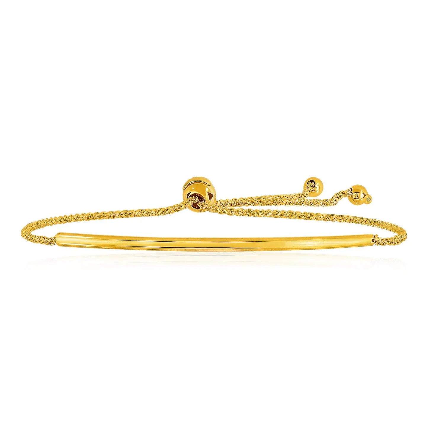 14k Yellow Gold Smooth Curved Bar Lariat Design Bracelet (0.80 mm) RCJ Bracelets CELESTIA LUXE JEWELLERS