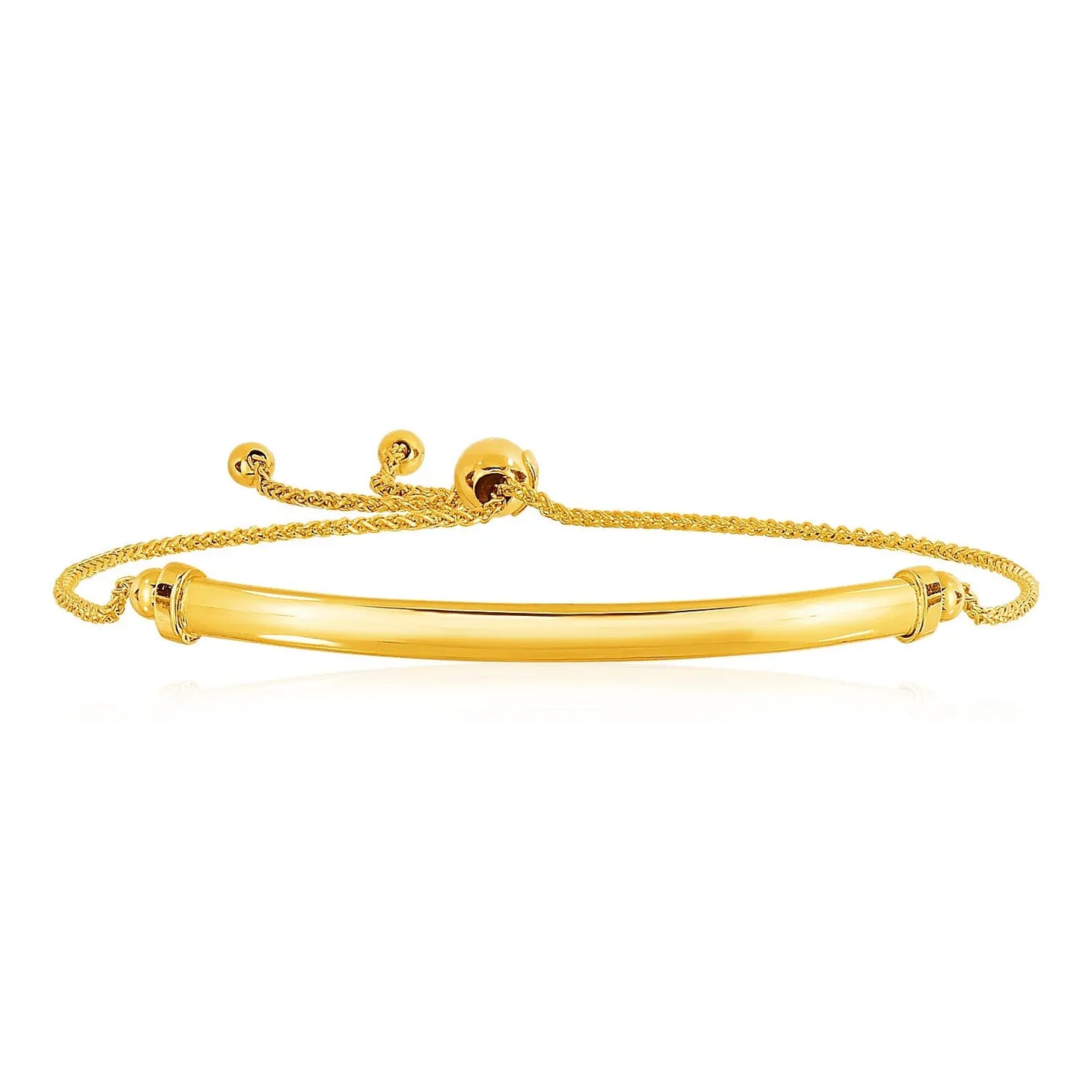 14k Yellow Gold Smooth Curved Bar and Lariat Style Bracelet (1.00 mm) RCJ Bracelets CELESTIA LUXE JEWELLERS