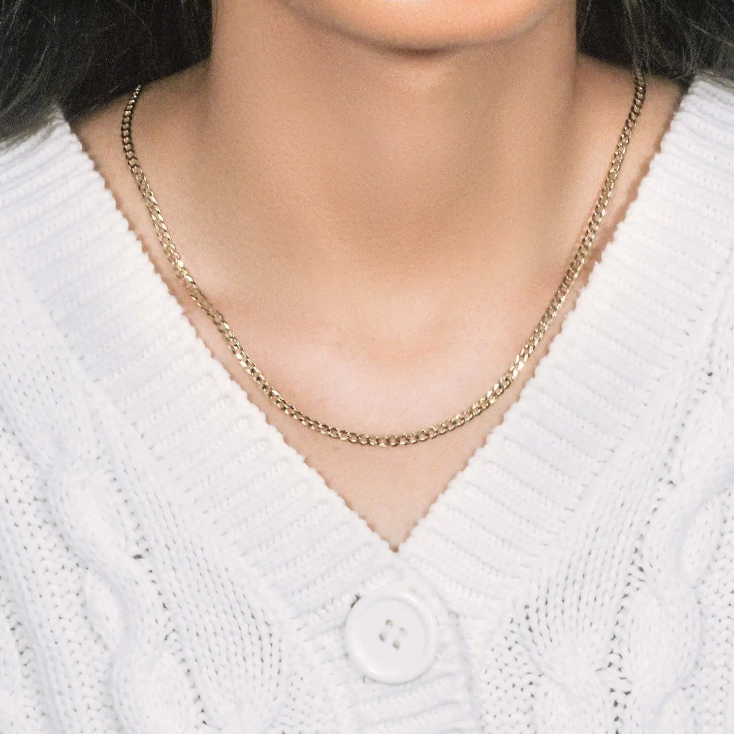 14k Yellow Gold Solid Curb Chain (3.20 mm) RCJ Chains CELESTIA LUXE JEWELLERS