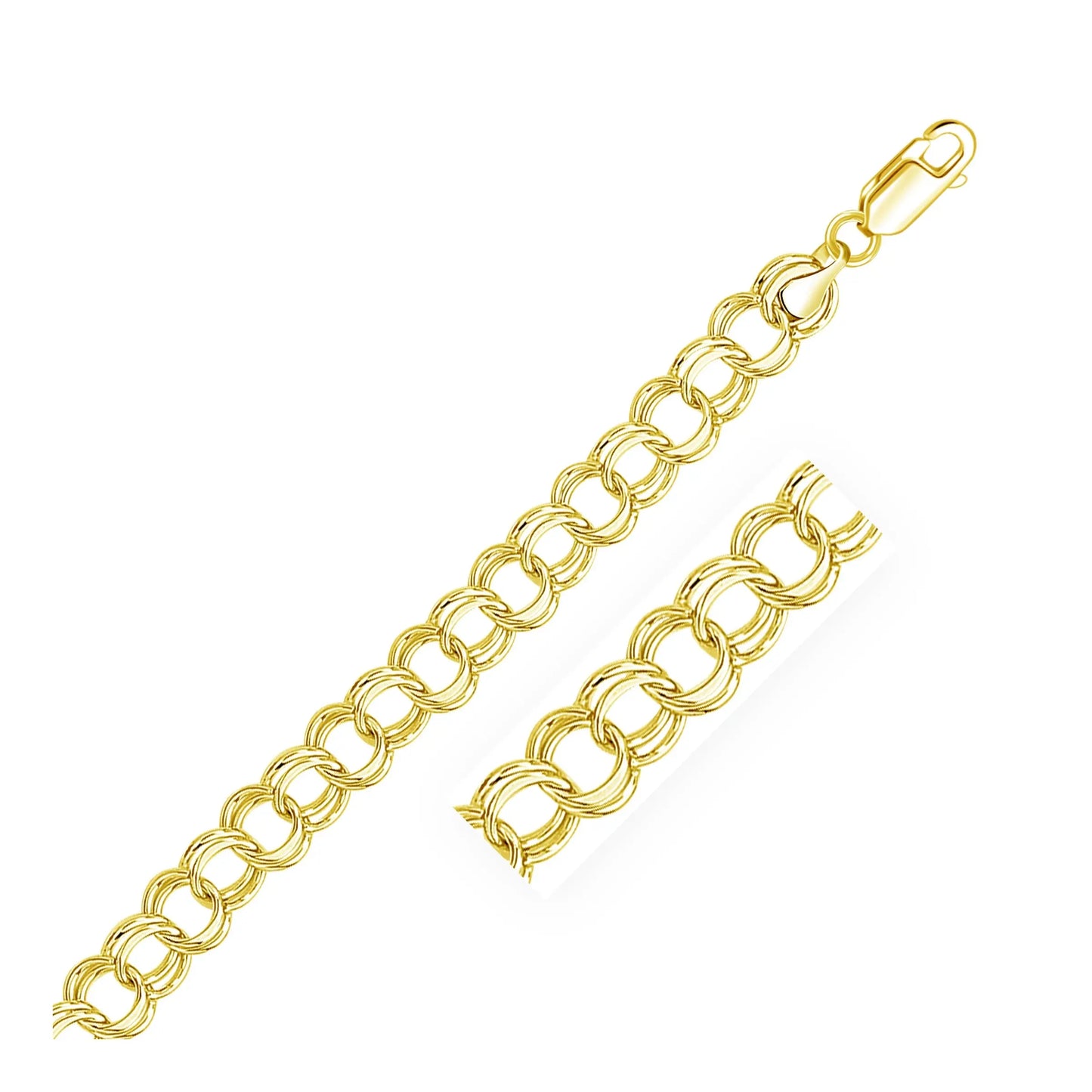 14k Yellow Gold Solid Double Link Charm Bracelet (8.00 mm) RCJ Bracelets CELESTIA LUXE JEWELLERS