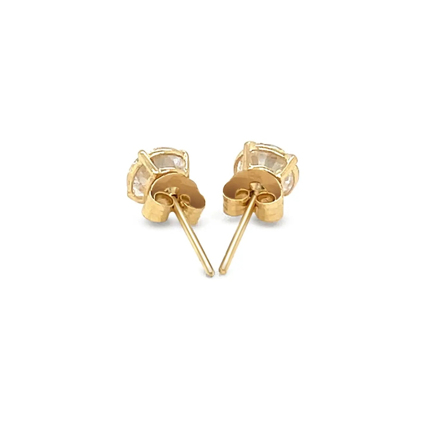 14k Yellow Gold Stud Earrings with White Hue Faceted Cubic Zirconia(5mm) RCJ Earrings CELESTIA LUXE JEWELLERS