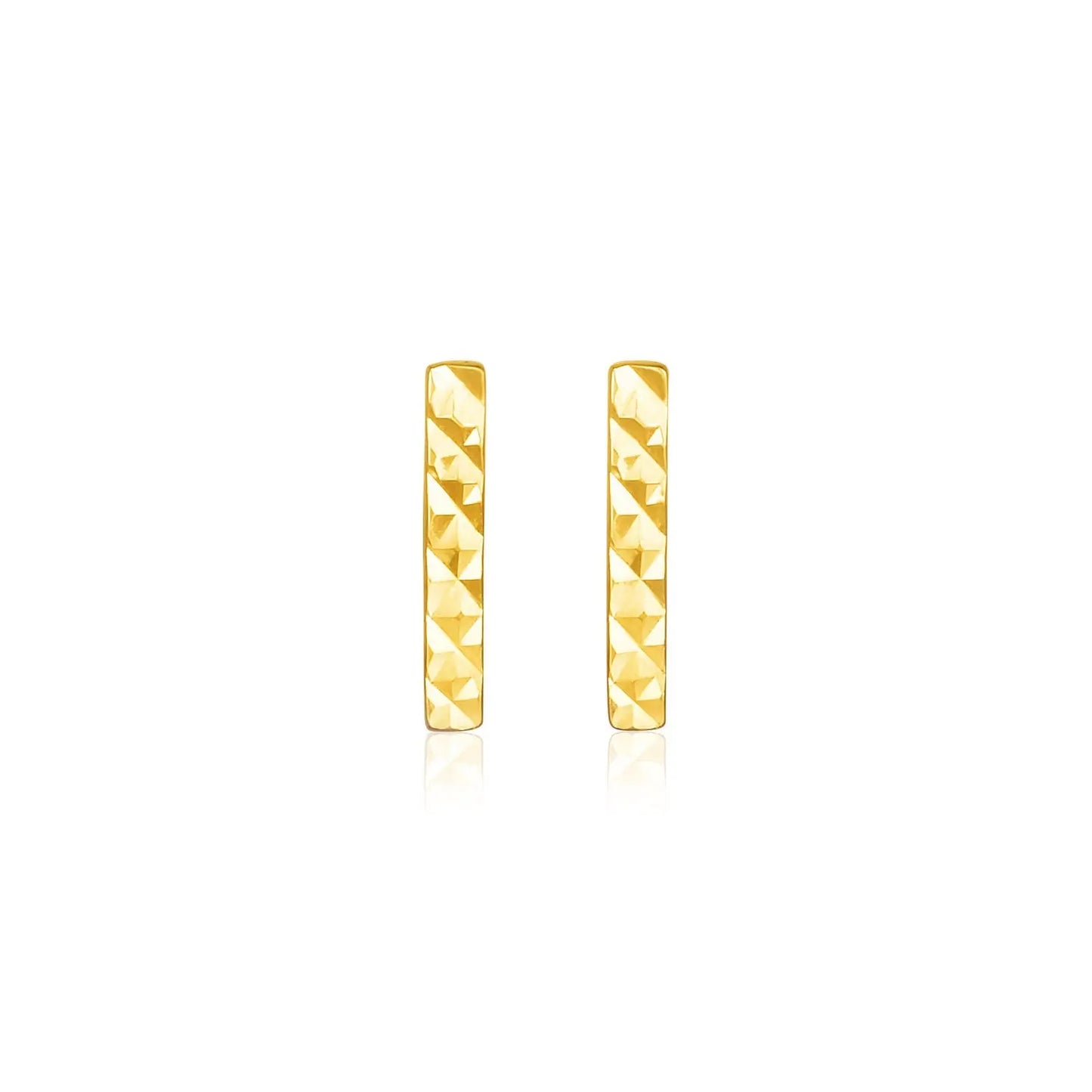 14k Yellow Gold Textured Bar Earrings RCJ Earrings CELESTIA LUXE JEWELLERS