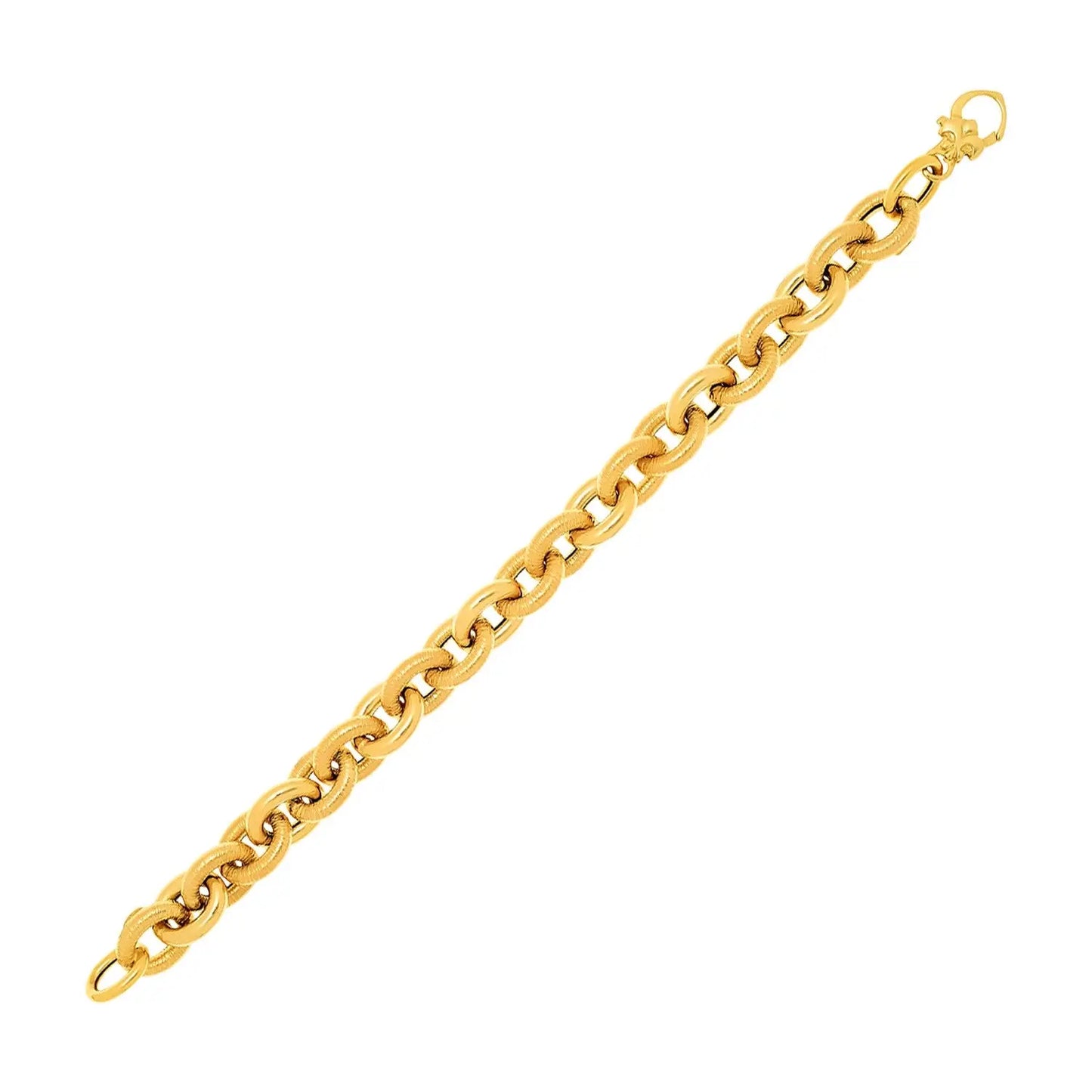 14k Yellow Gold Textured Cable Chain Style Bracelet (9.65 mm) RCJ Bracelets CELESTIA LUXE JEWELLERS