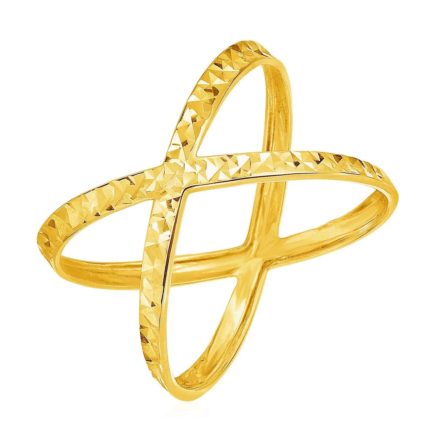 14k Yellow Gold Textured X Profile Ring RCJ Rings CELESTIA LUXE JEWELLERS