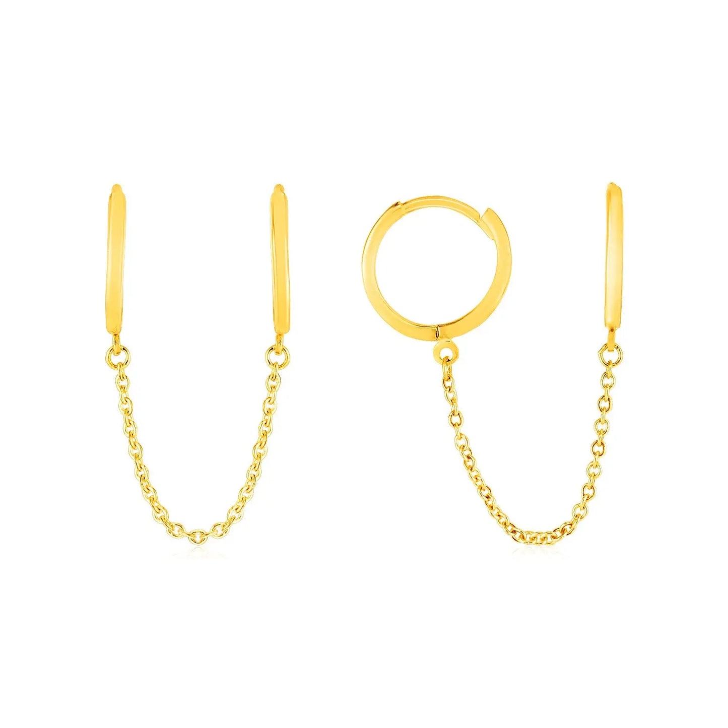 14k Yellow Gold Two Hole Huggie Style Hoop Earrings RCJ Earrings CELESTIA LUXE JEWELLERS