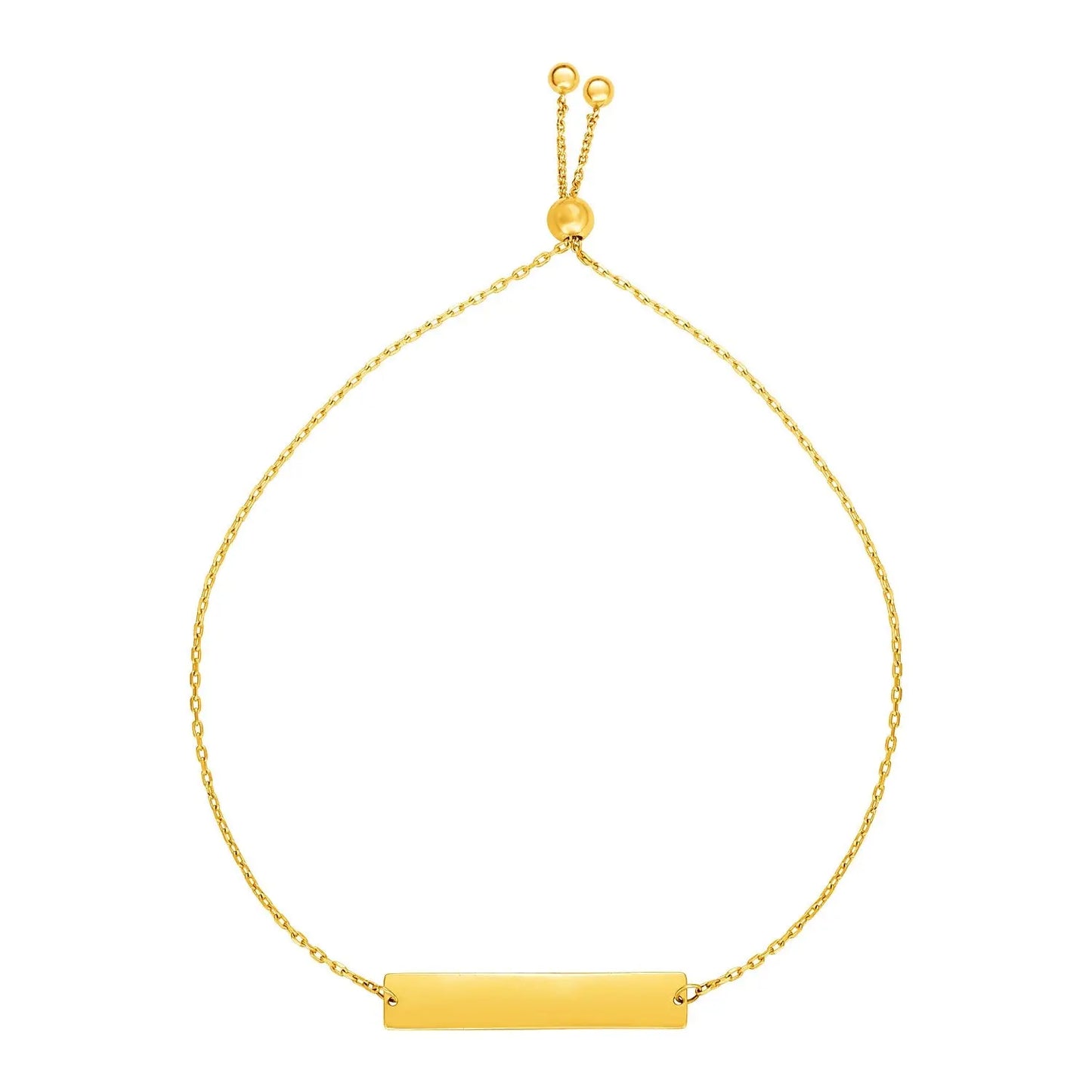 Adjustable Bracelet with Shiny Bar in 14k Yellow Gold (1.00 mm) RCJ Bracelets CELESTIA LUXE JEWELLERS