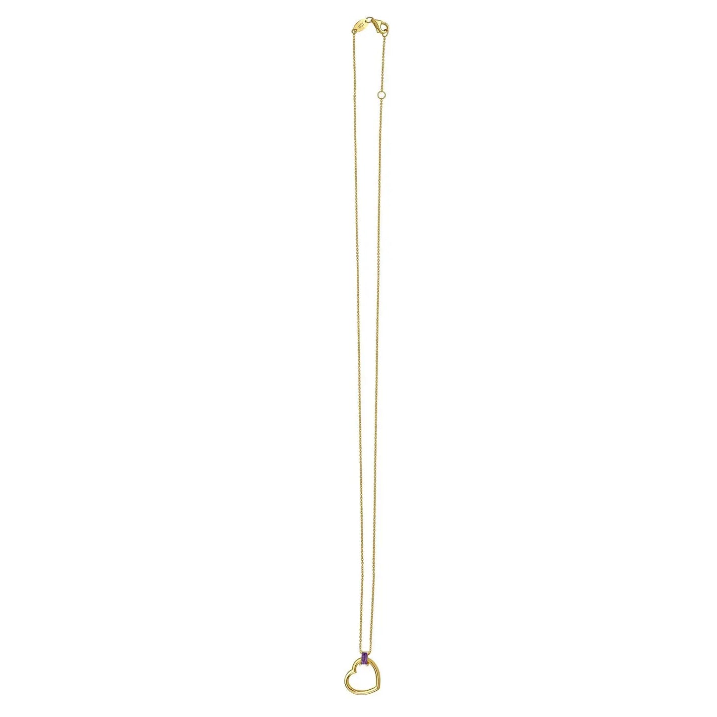 Amethyst Baguette Heart Necklace in 14K Yellow Gold RCJ Necklaces CELESTIA LUXE JEWELLERS