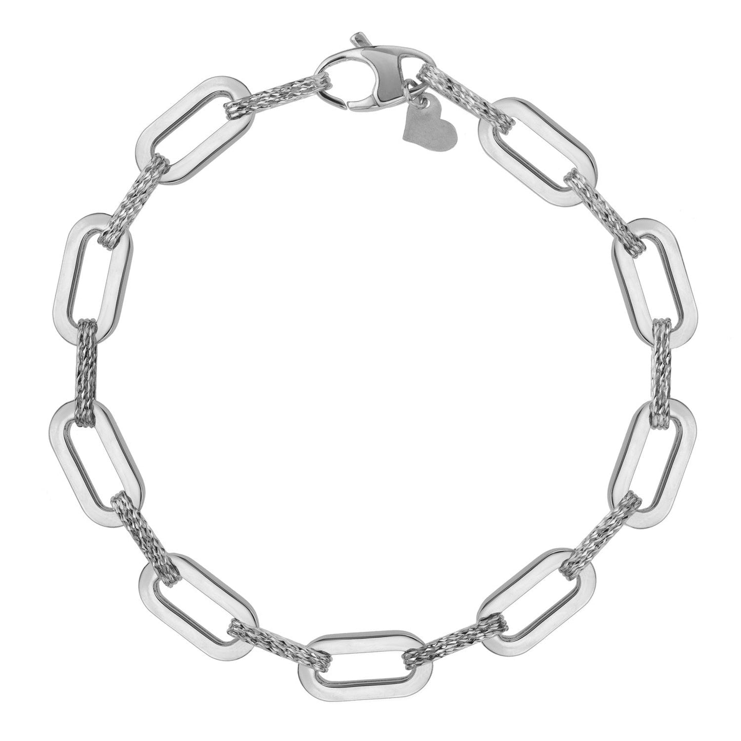 14k White Gold Diamante Paperclip Chain Bracelet (7.00 mm) RCJ Bracelets CELESTIA LUXE JEWELLERS
