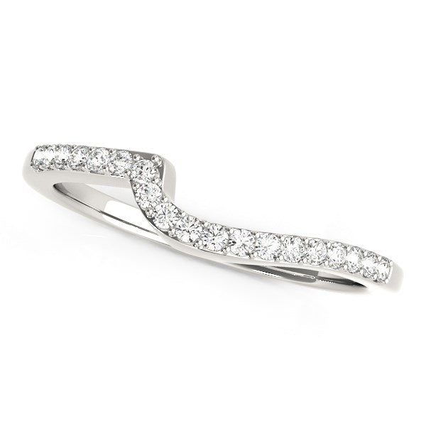 14k White Gold Curved Design Round Diamond Wedding Band (1/4 cttw) RCJ Rings CELESTIA LUXE JEWELLERS