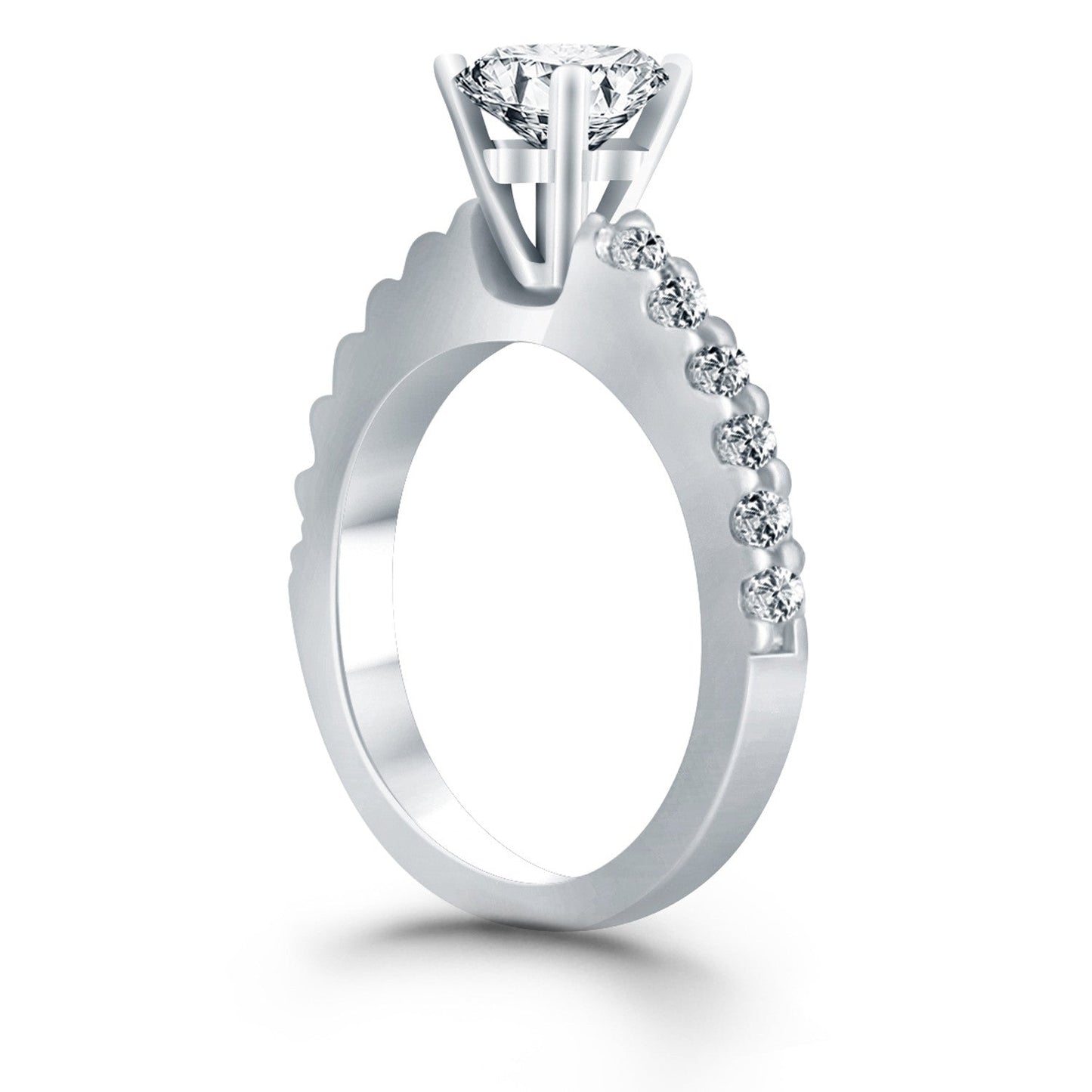 14k White Gold Diamond Micro Prong Cathedral Engagement Ring RCJ Rings CELESTIA LUXE JEWELLERS