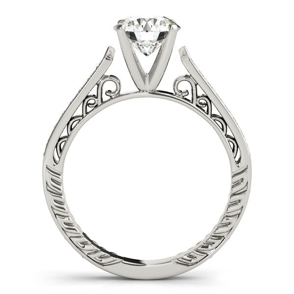 14k White Gold Round Diamond Antique Style Engagement Ring (1 1/8 cttw) RCJ Rings CELESTIA LUXE JEWELLERS