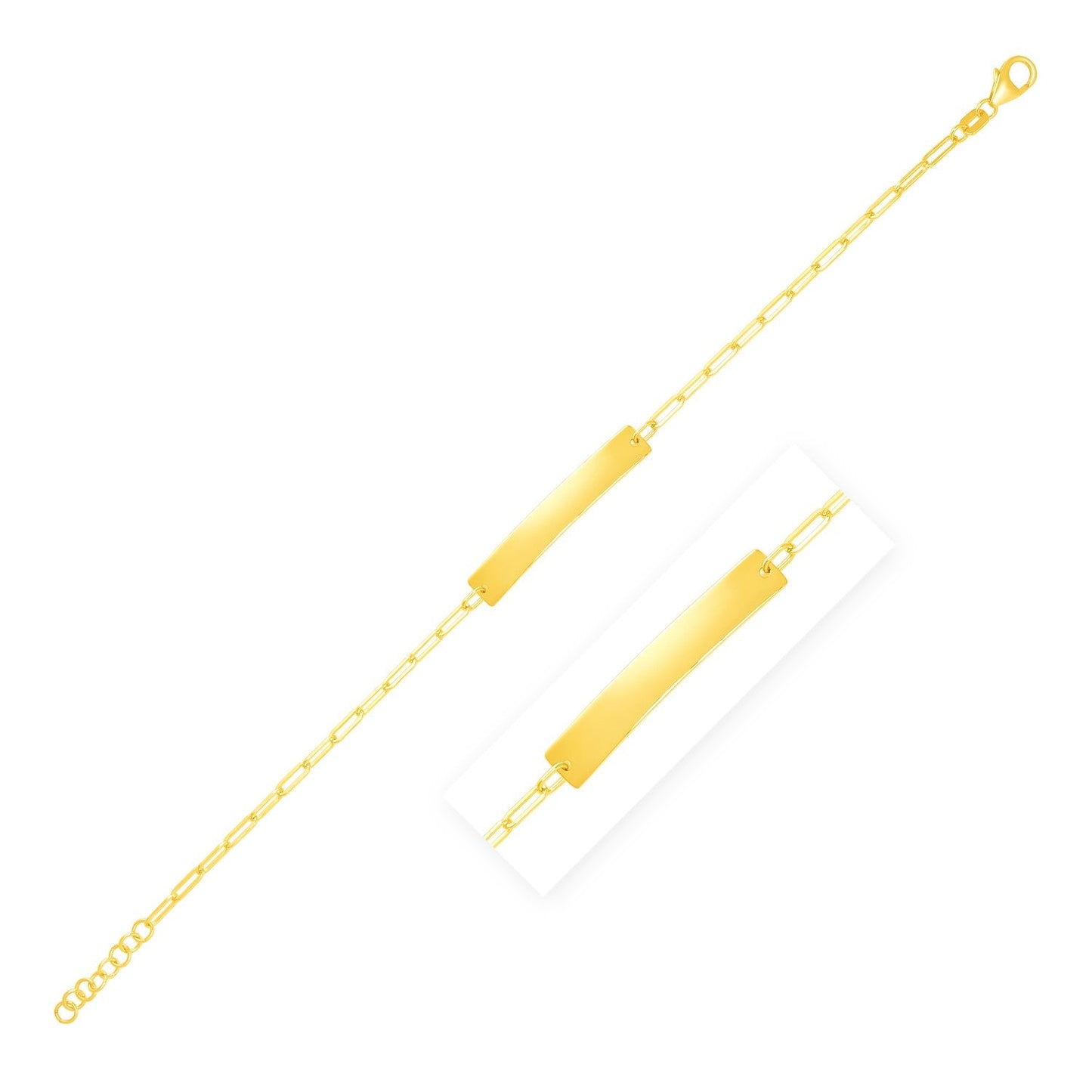 14k Yellow Gold 7 inch Paperclip Chain Bracelet with Bar (2.10 mm) RCJ Bracelets CELESTIA LUXE JEWELLERS