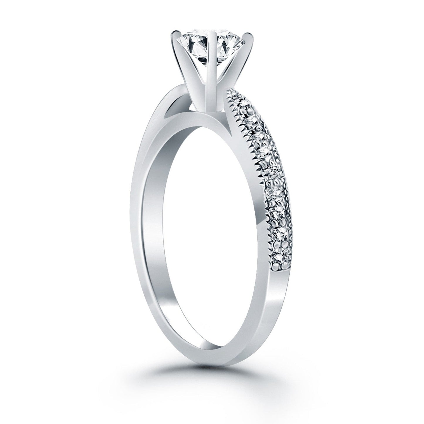 14k White Gold Diamond Pave Cathedral Engagement Ring RCJ Rings CELESTIA LUXE JEWELLERS