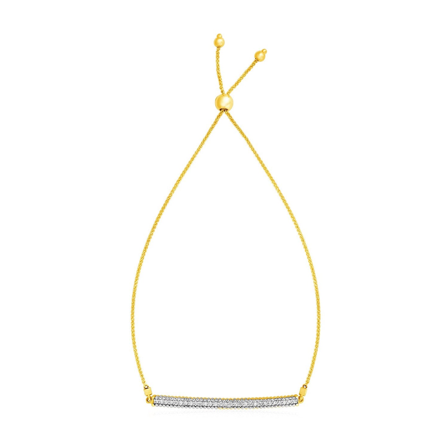 14k Yellow Gold Adjustable Bracelet with Textured Bar and Diamonds RCJ Bracelets CELESTIA LUXE JEWELLERS
