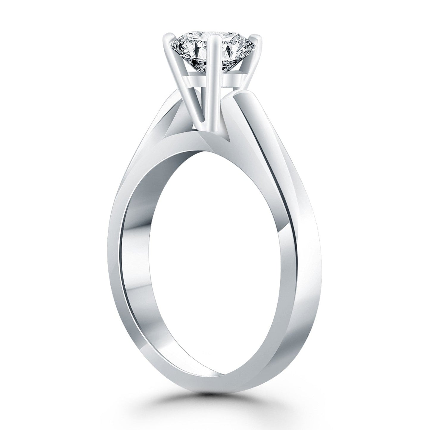 14k White Gold Wide Cathedral Solitaire Engagement Ring RCJ Rings CELESTIA LUXE JEWELLERS