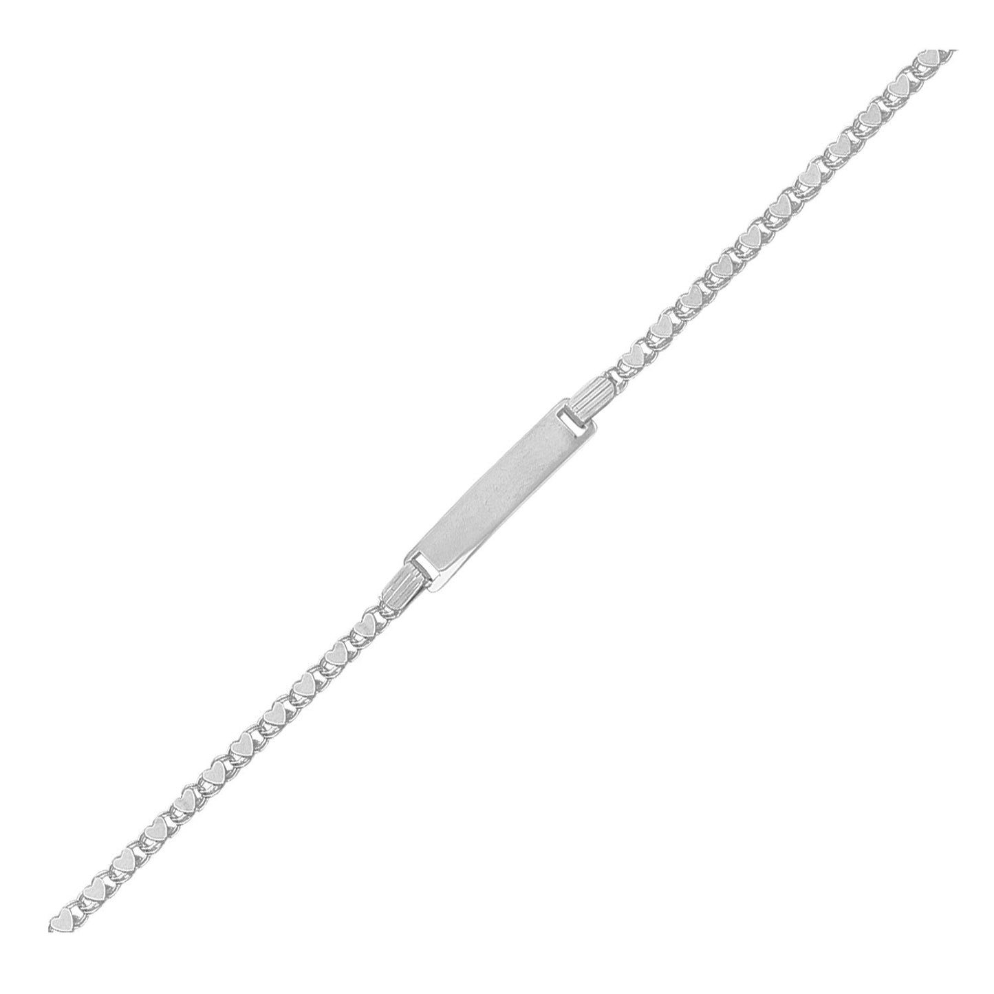 14k White Gold Childrens Heart Link ID Bracelet RCJ Bracelets CELESTIA LUXE JEWELLERS