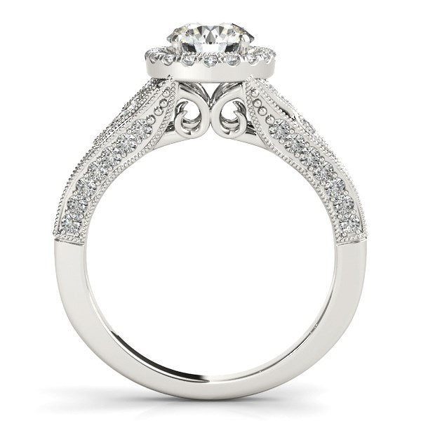 14k White Gold Diamond Engagement Ring with Baroque Shank Design (1 1/8 cttw) RCJ Rings CELESTIA LUXE JEWELLERS