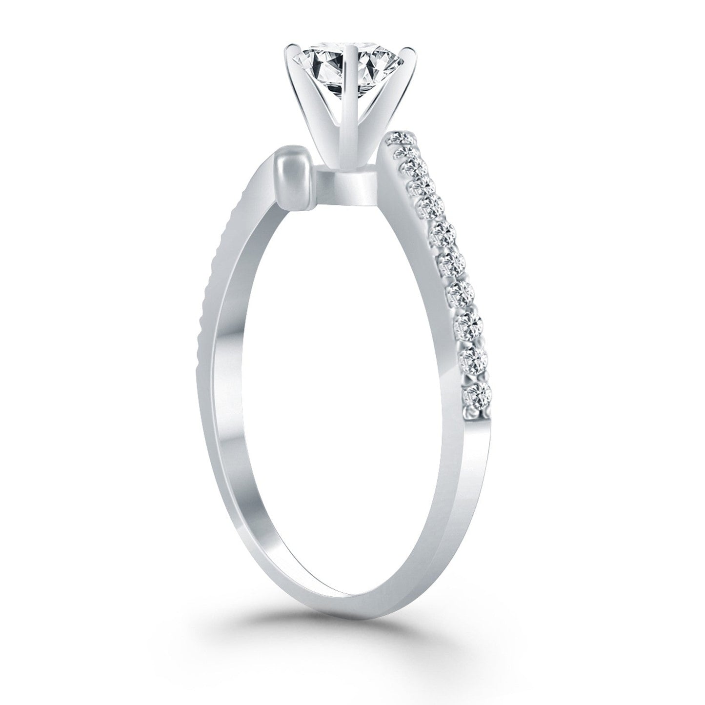 14k White Gold Open Shank Bypass Diamond Engagement Ring RCJ Rings CELESTIA LUXE JEWELLERS