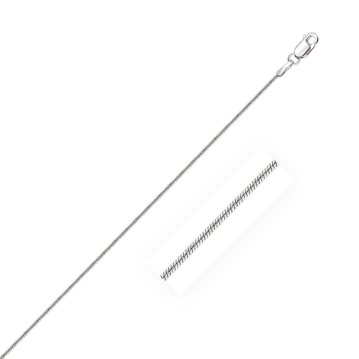 14k White Gold Round Snake Chain 0.9mm