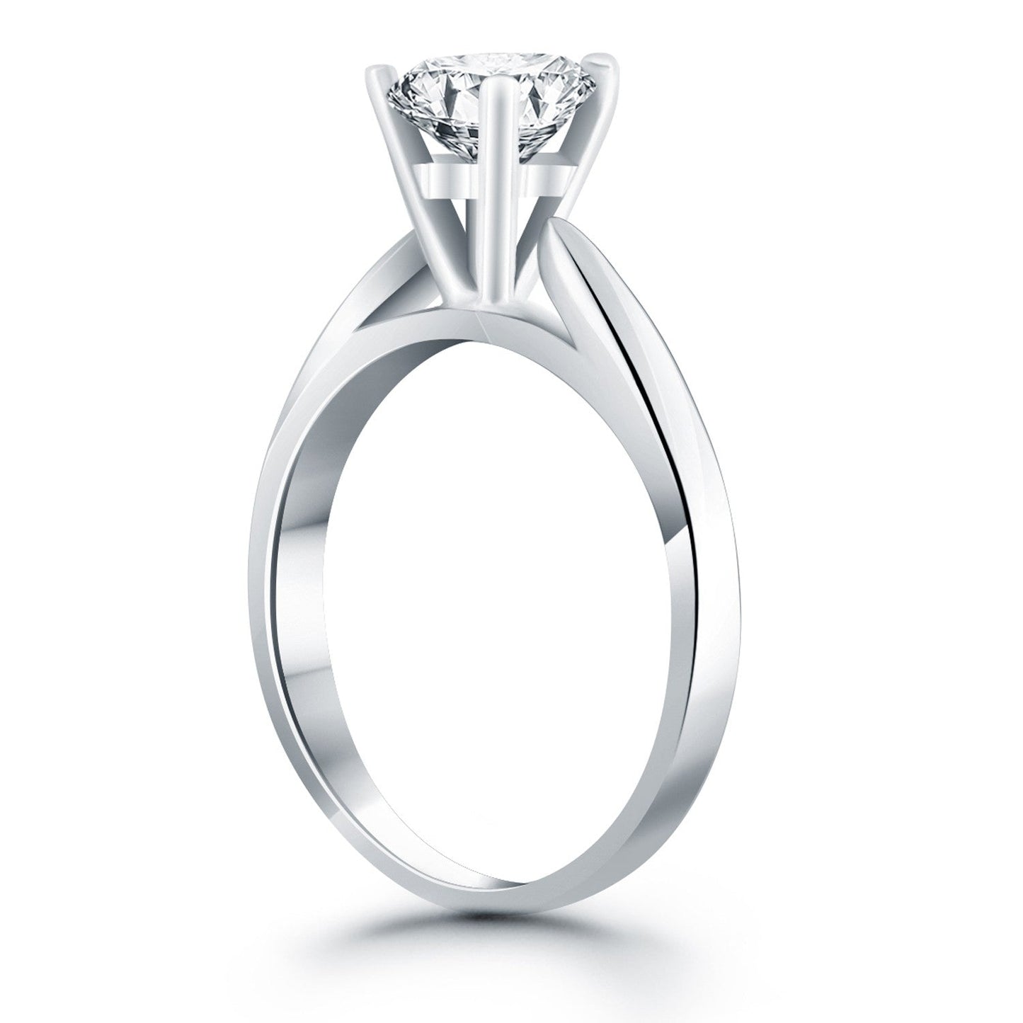 14k White Gold Tapered Cathedral Solitaire Engagement Ring RCJ Rings CELESTIA LUXE JEWELLERS