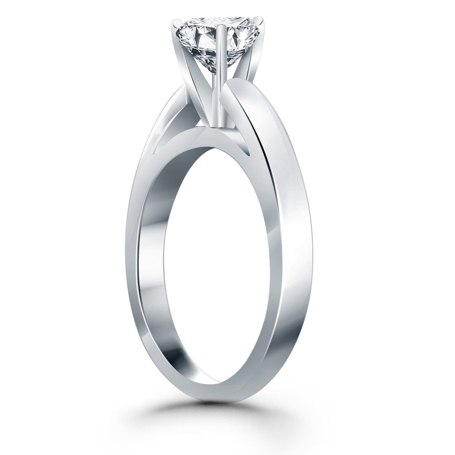 14k White Gold Classic Wide Band Cathedral Solitaire Engagement Ring RCJ Rings CELESTIA LUXE JEWELLERS