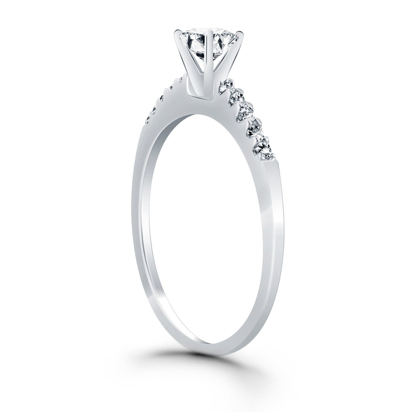 14k White Gold Engagement Ring with Diamond Band Design RCJ Rings CELESTIA LUXE JEWELLERS
