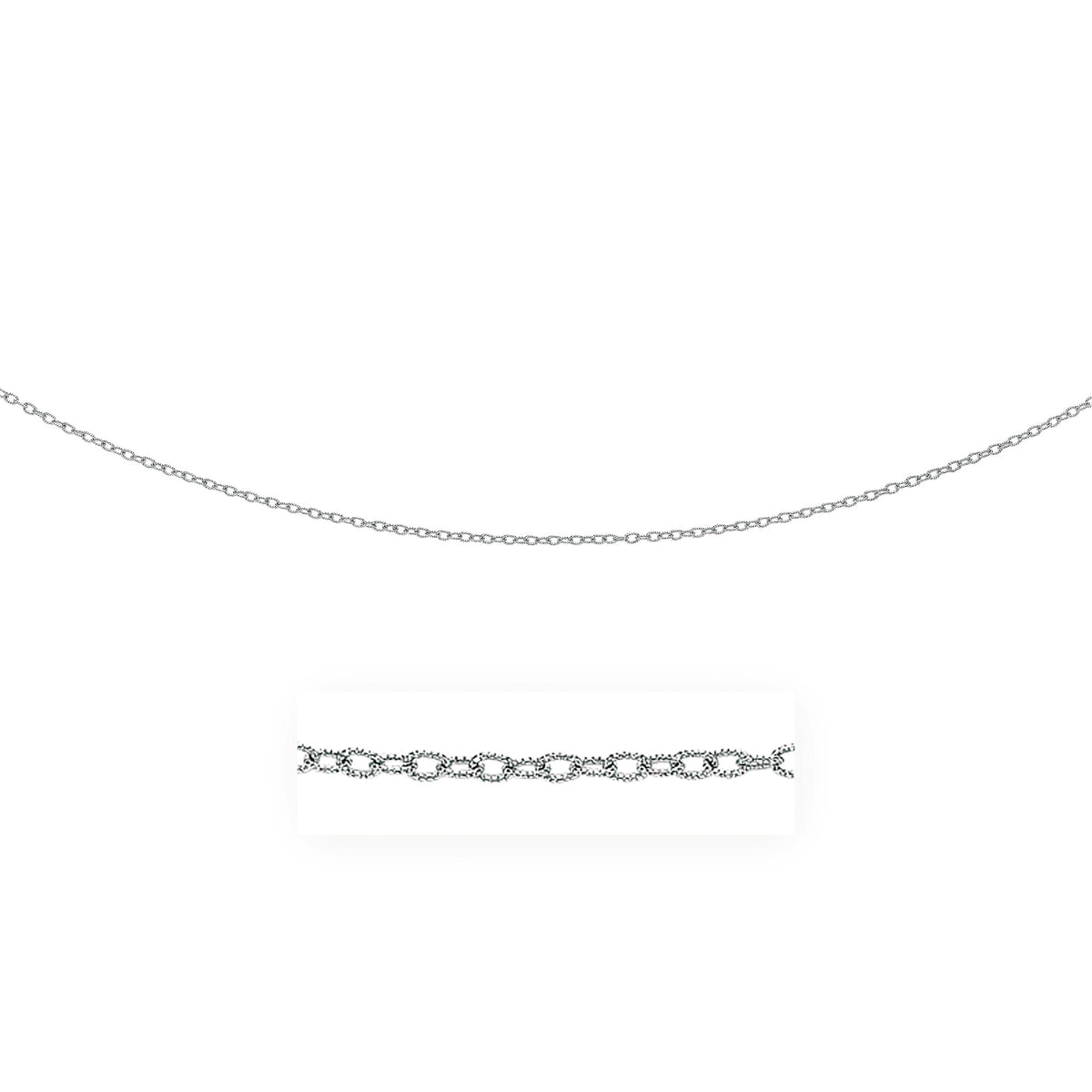 14k White Gold Pendant Chain with Textured Links