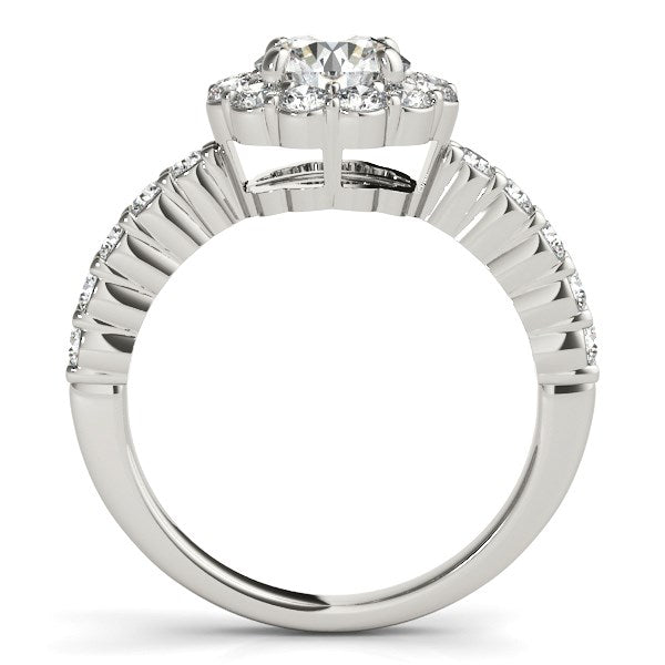 14k White Gold Round Floral Motif Diamond Engagement Ring (1 5/8 cttw) RCJ Rings CELESTIA LUXE JEWELLERS