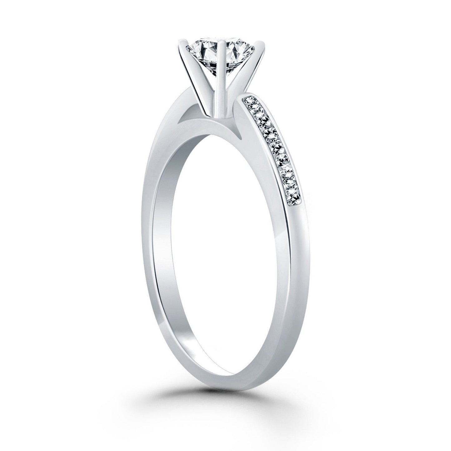 14k White Gold Diamond Channel Cathedral Engagement Ring RCJ Rings CELESTIA LUXE JEWELLERS