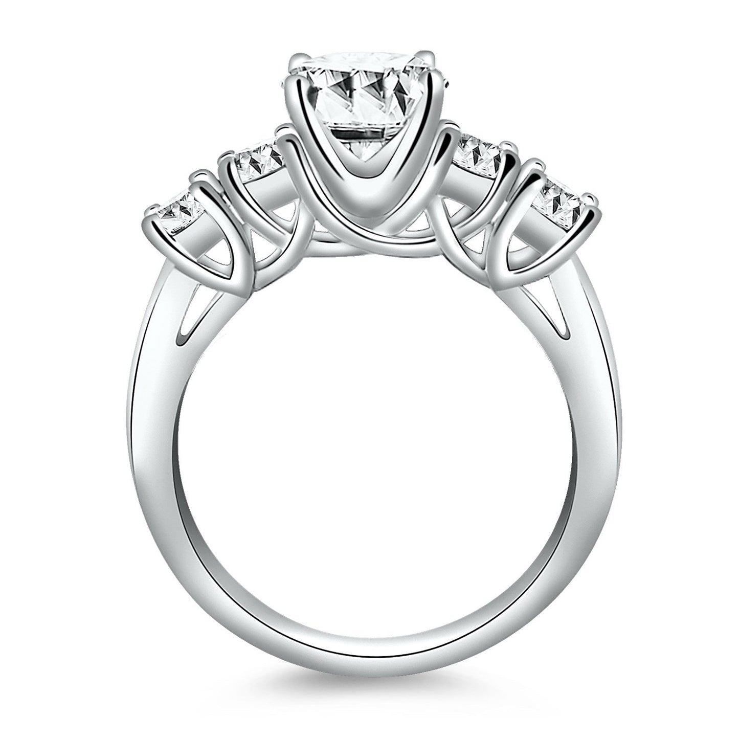 14k White Gold Five Stone Diamond Trellis Engagement Ring RCJ Rings CELESTIA LUXE JEWELLERS