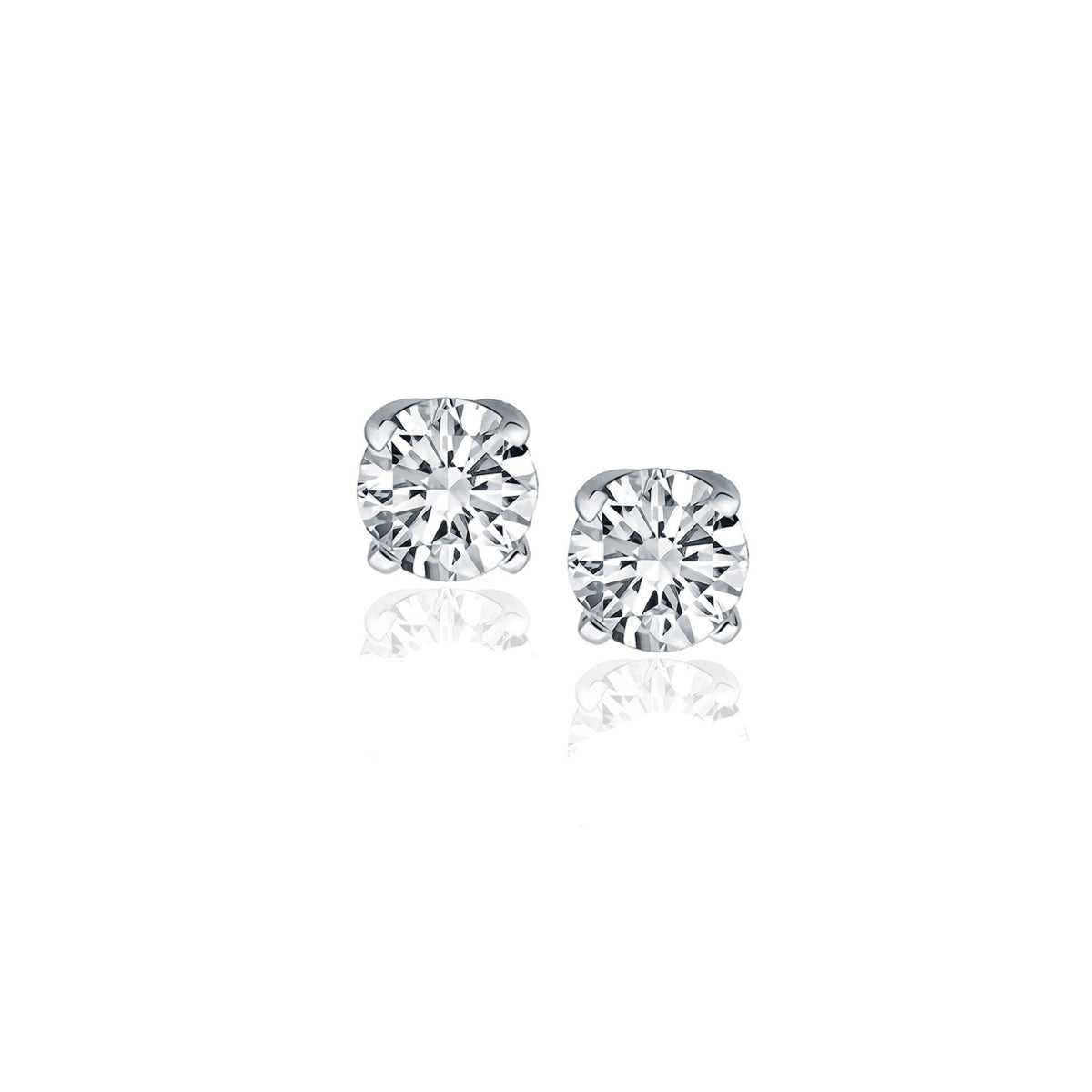 14k White Gold Diamond Four Prong Stud Earrings ()
