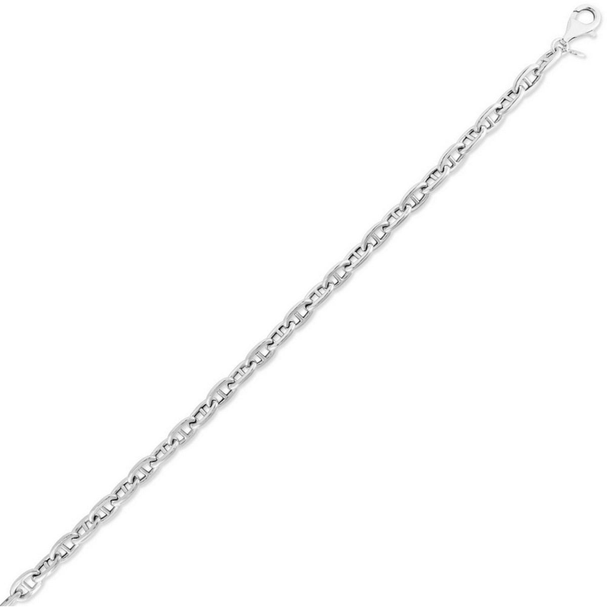Sterling Silver Rhodium Plated Puffed Mariner Chain