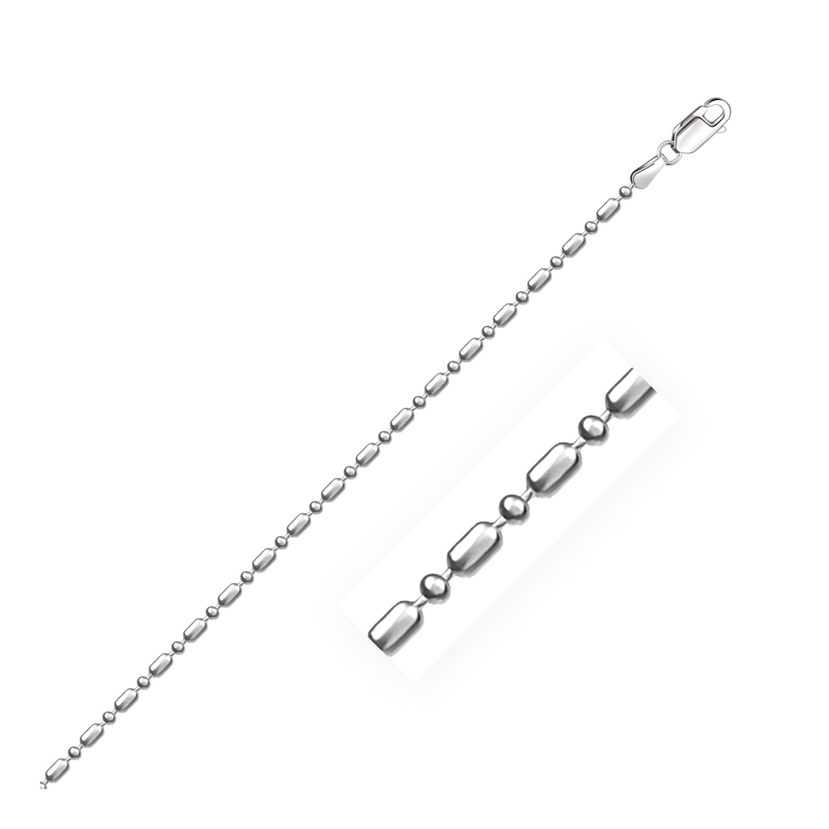 14k White Gold Diamond-Cut Alternating Bead Chain
