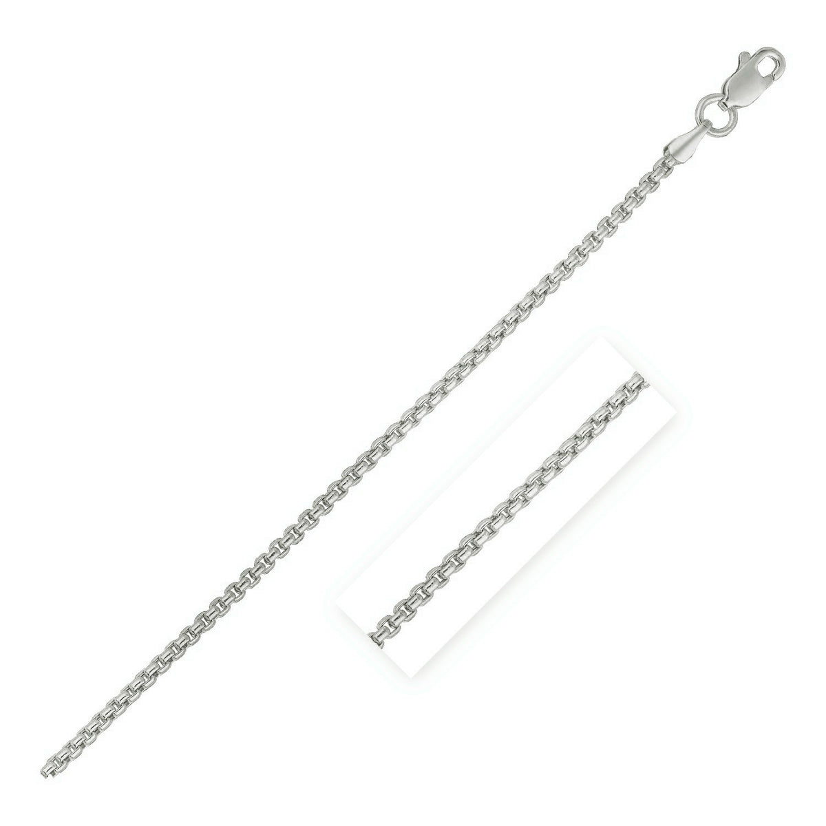 14k White Gold Round Box Chain