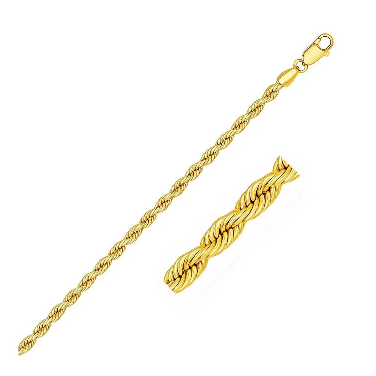 14k Yellow Gold Solid Rope Bracelet
